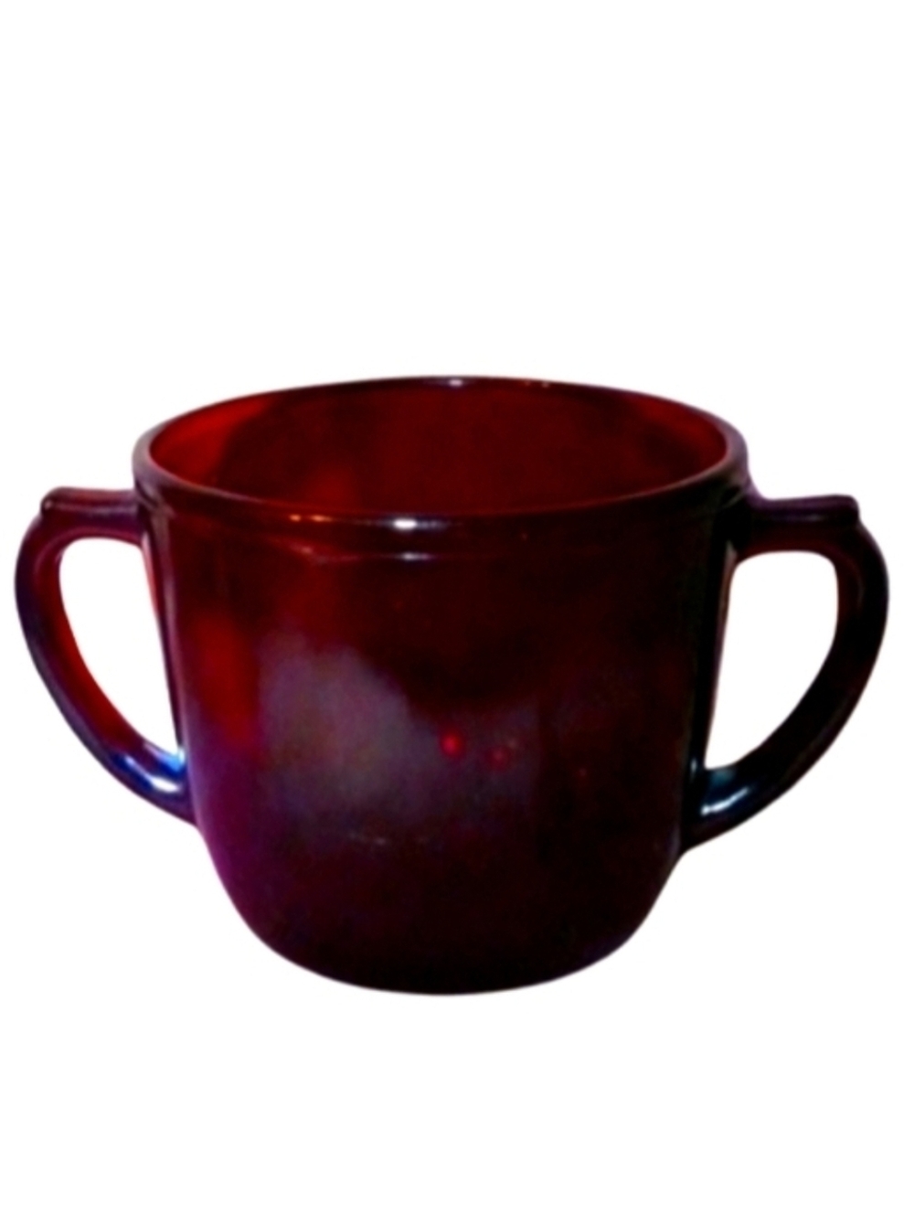 Vintage Cafe Ruby Red Glass Sugar Bowl Mini Vase 50s 60s Anchor Hocking Cafecore